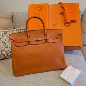 Hermès Birkin 40 Orange Chèvre de Coromandel 2004 Palladium HW w/ Box & Dustbag